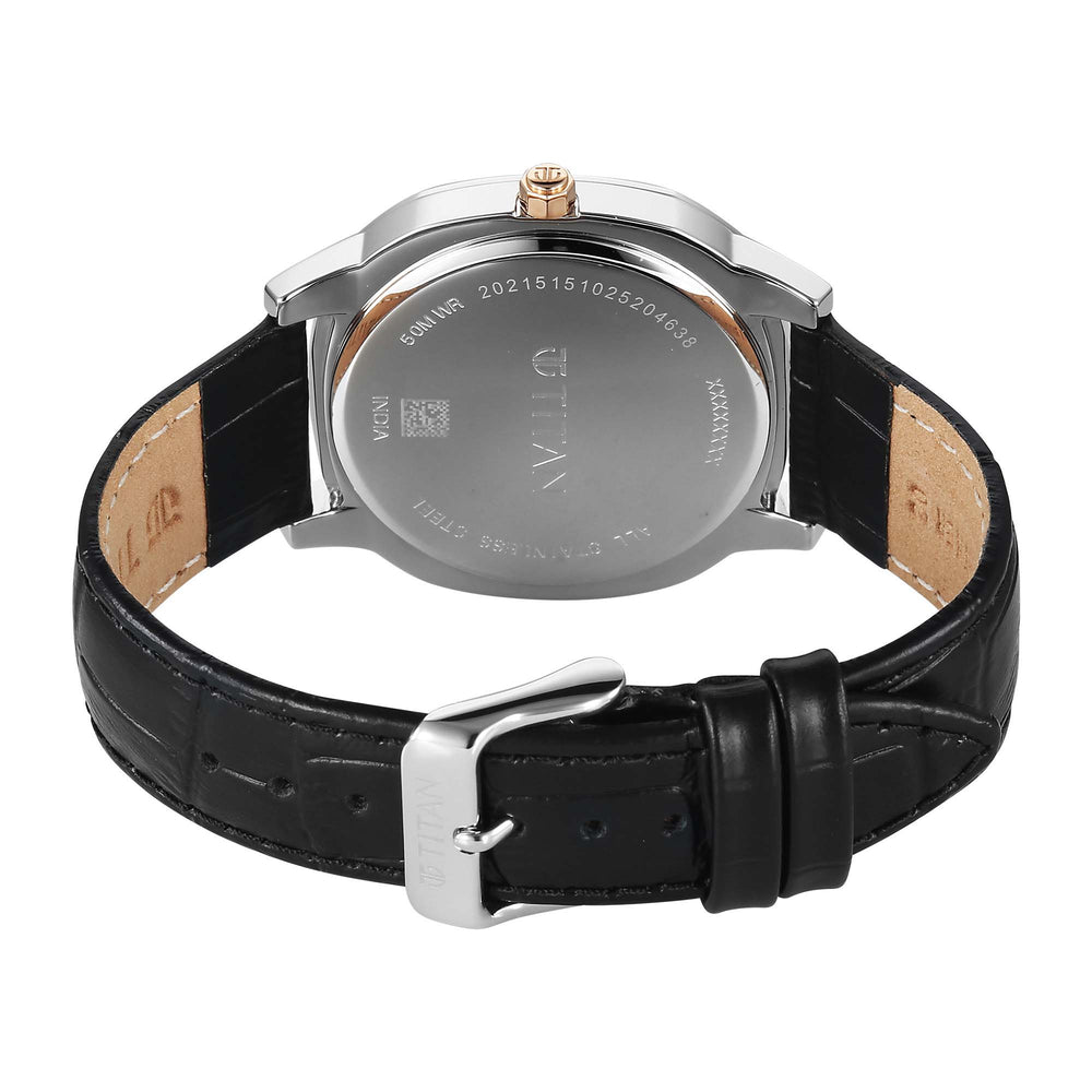 Titan Classique Black Dial Leather Strap Analog Watch for Men