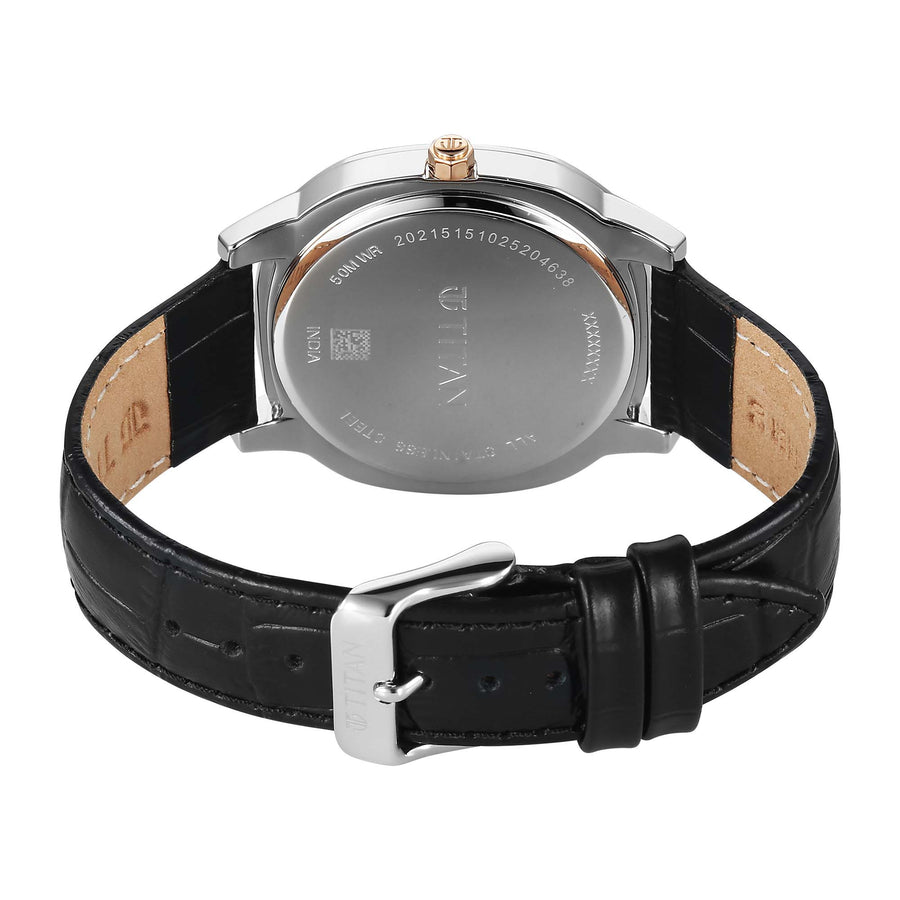 Titan Classique Black Dial Leather Strap Analog Watch for Men
