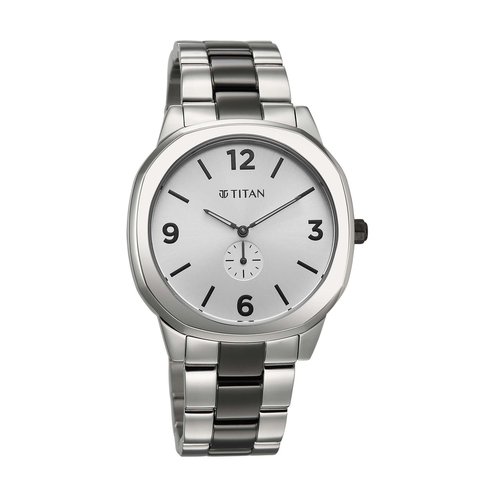 Titan Classique Silver Dial Two Toned Stainless Steel Strap Analog Watch for Men