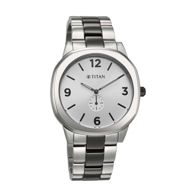 Titan Classique Silver Dial Two Toned Stainless Steel Strap Analog Watch for Men