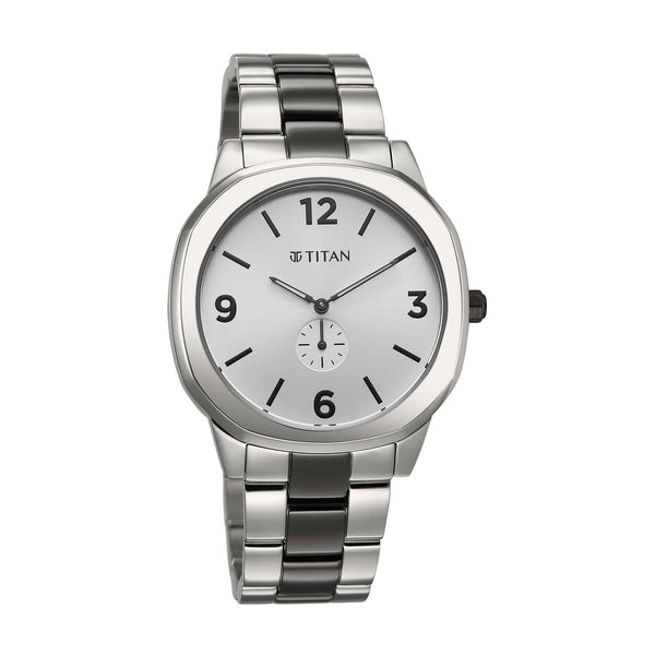 Titan Classique Silver Dial Two Toned Stainless Steel Strap Analog Watch for Men