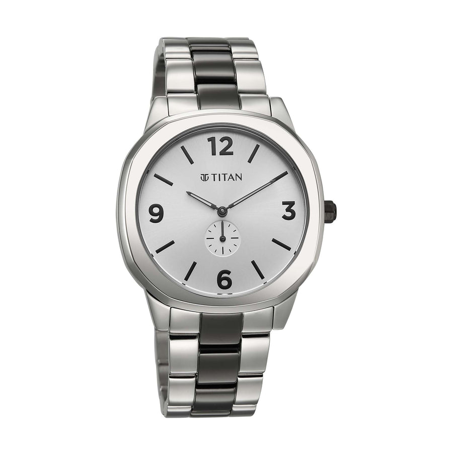 Titan Classique Silver Dial Two Toned Stainless Steel Strap Analog Watch for Men