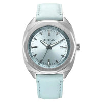Titan Classique Blue Shaped Dial Leather Strap Analog with Date Watch for Men