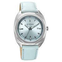 Titan Classique Blue Shaped Dial Leather Strap Analog with Date Watch for Men