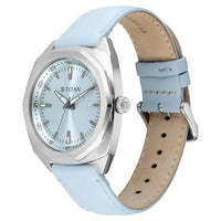 Titan Classique Blue Shaped Dial Leather Strap Analog with Date Watch for Men