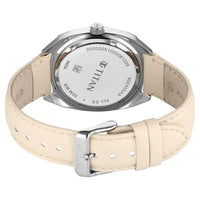 Titan Classique Beige Shaped Dial Leather Strap Analog with Date Watch for Men