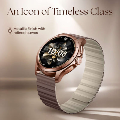 Titan Evoke Smartwatch 1.32" inch AMOLED Display with AOD, 1000 Nits, Functional Crown, Magnetic Strap, Metal Body