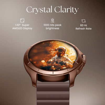 Titan Evoke Smartwatch 1.32" inch AMOLED Display with AOD, 1000 Nits, Functional Crown, Magnetic Strap, Metal Body