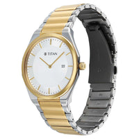 Titan Classique White Dial Two Toned Stainless Steel Strap Analog with Date Watch for Men