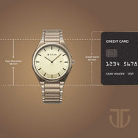 Titan Classique Champagne Dial Brown Stainless Steel Strap Analog with Date Watch for Men
