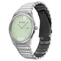Titan Classique Green Dial Silver Stainless Steel Strap Analog with Date Watch for Men