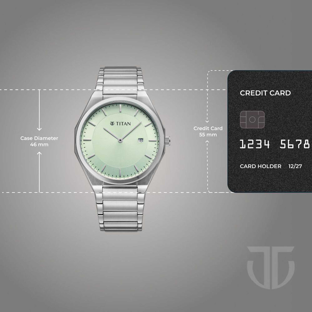 Titan Classique Green Dial Silver Stainless Steel Strap Analog with Date Watch for Men