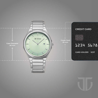 Titan Classique Green Dial Silver Stainless Steel Strap Analog with Date Watch for Men