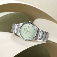 Titan Classique Green Dial Silver Stainless Steel Strap Analog with Date Watch for Men