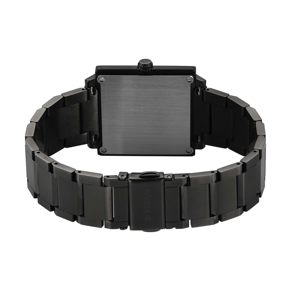 Titan Classique Grey Rectangle Dial Stainless Steel Strap Analog with Date Watch for Men
