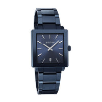 Titan Classique Blue Rectangle Dial Stainless Steel Strap Analog with Date Watch for Men