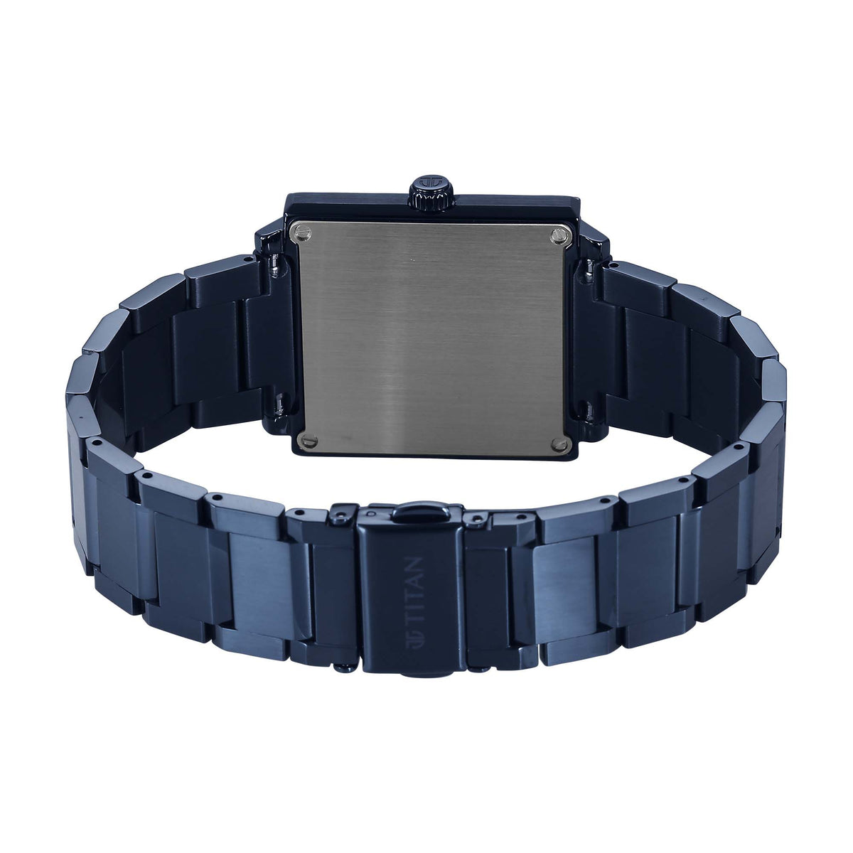 Titan Classique Blue Rectangle Dial Stainless Steel Strap Analog with Date Watch for Men
