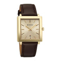 Titan Classique Champagne Rectangle Dial Brown Leather Strap Analog with Date Watch for Men