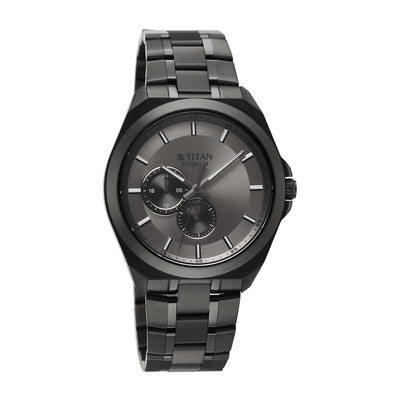 Titan Classique Grey Dial Titanium Strap Multifunctional Watch For Men