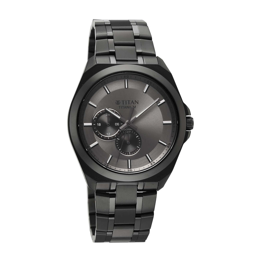 Titan Classique Grey Dial Titanium Strap Multifunctional Watch For Men