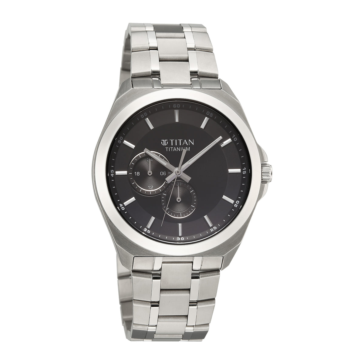 Titan Classique Black Dial Titanium Strap Multifunctional Watch For Men
