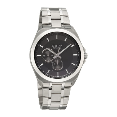 Titan Classique Black Dial Titanium Strap Multifunctional Watch For Men