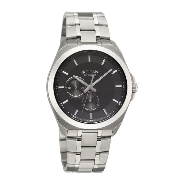 Titan Classique Black Dial Titanium Strap Multifunctional Watch For Men