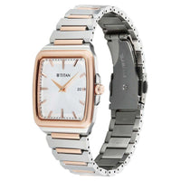 Titan Classique Silver Square Dial Two Toned Stainless Steel Strap Analog with Date Watch for Men