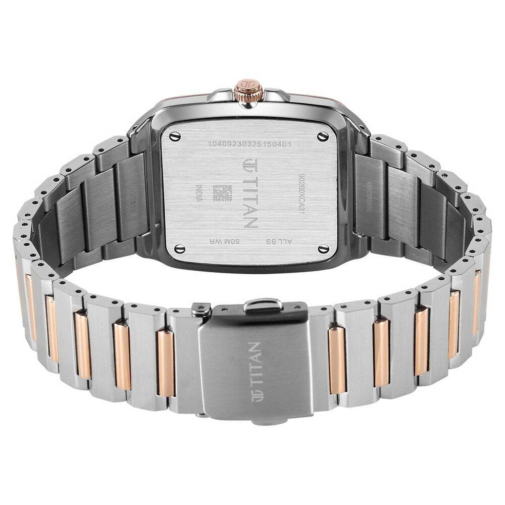 Titan Classique Silver Square Dial Two Toned Stainless Steel Strap Analog with Date Watch for Men