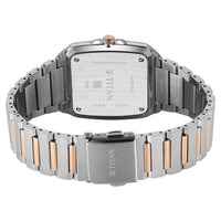 Titan Classique Silver Square Dial Two Toned Stainless Steel Strap Analog with Date Watch for Men