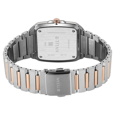 Titan Classique Silver Square Dial Two Toned Stainless Steel Strap Analog with Date Watch for Men
