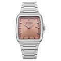 Titan Classique Pink Square Dial Silver Stainless Steel Strap Analog with Date Watch for Men
