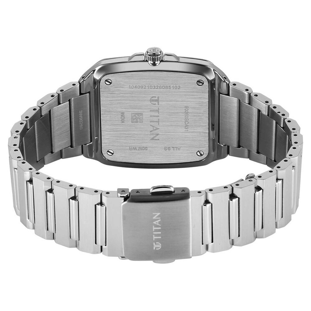 Titan Classique Pink Square Dial Silver Stainless Steel Strap Analog with Date Watch for Men