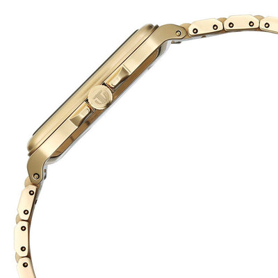 Titan Classique Green Square Dial Gold Stainless Steel Strap Analog with Date Watch for Men