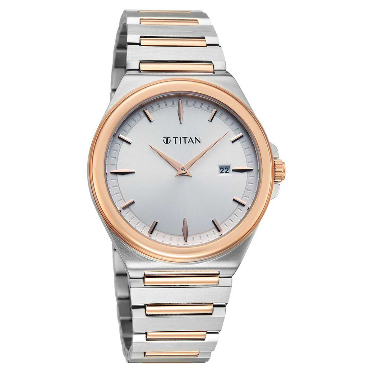 Titan Classique Silver Dial Two Toned Stainless Steel Strap Analog with Date Watch for Men
