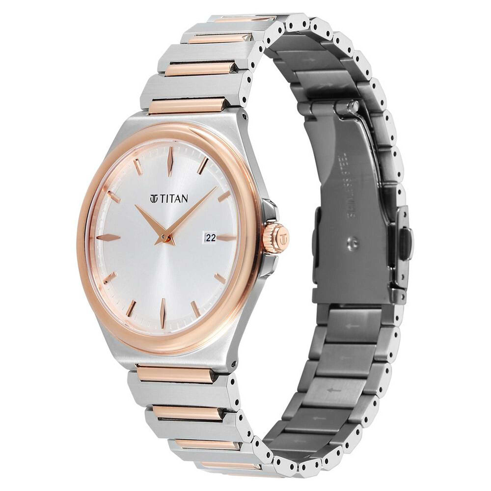 Titan Classique Silver Dial Two Toned Stainless Steel Strap Analog with Date Watch for Men