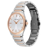 Titan Classique Silver Dial Two Toned Stainless Steel Strap Analog with Date Watch for Men