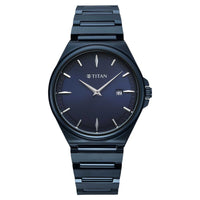 Titan Classique Blue Dial Stainless Steel Strap Analog with Date Watch for Men