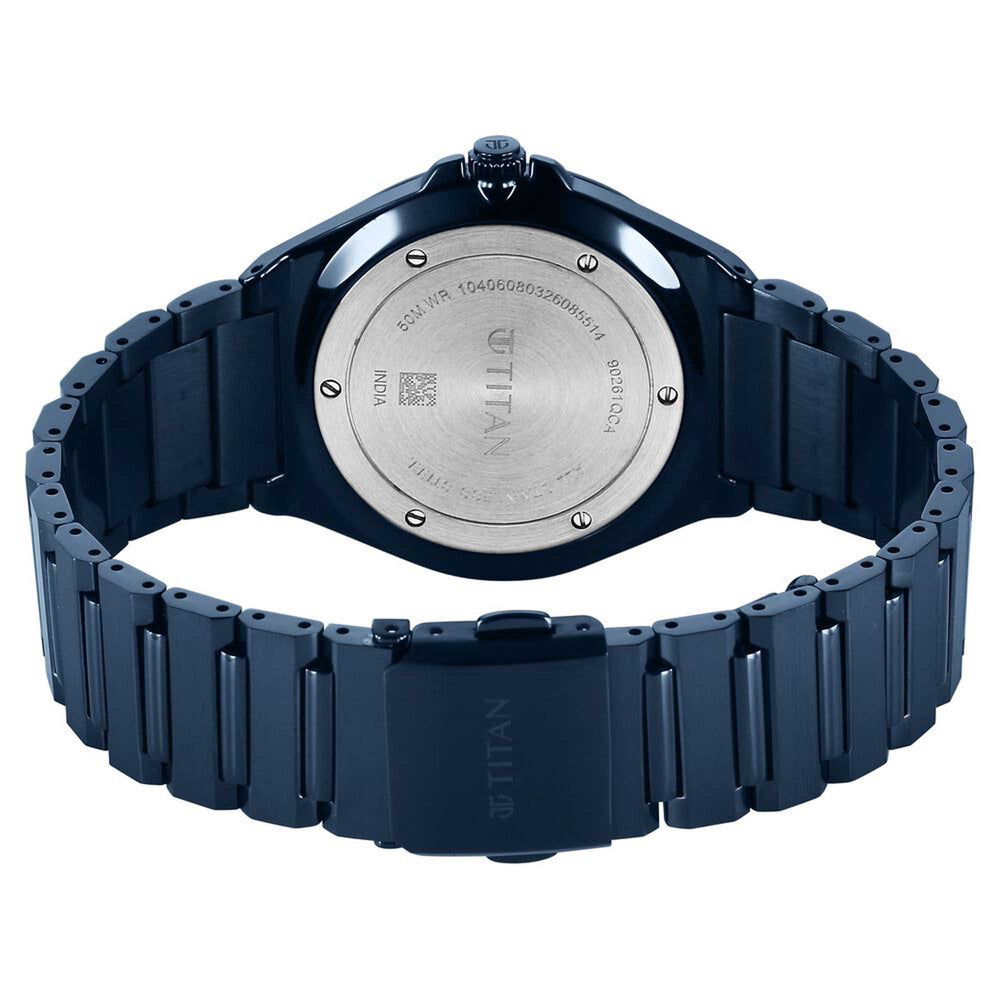 Titan Classique Blue Dial Stainless Steel Strap Analog with Date Watch for Men