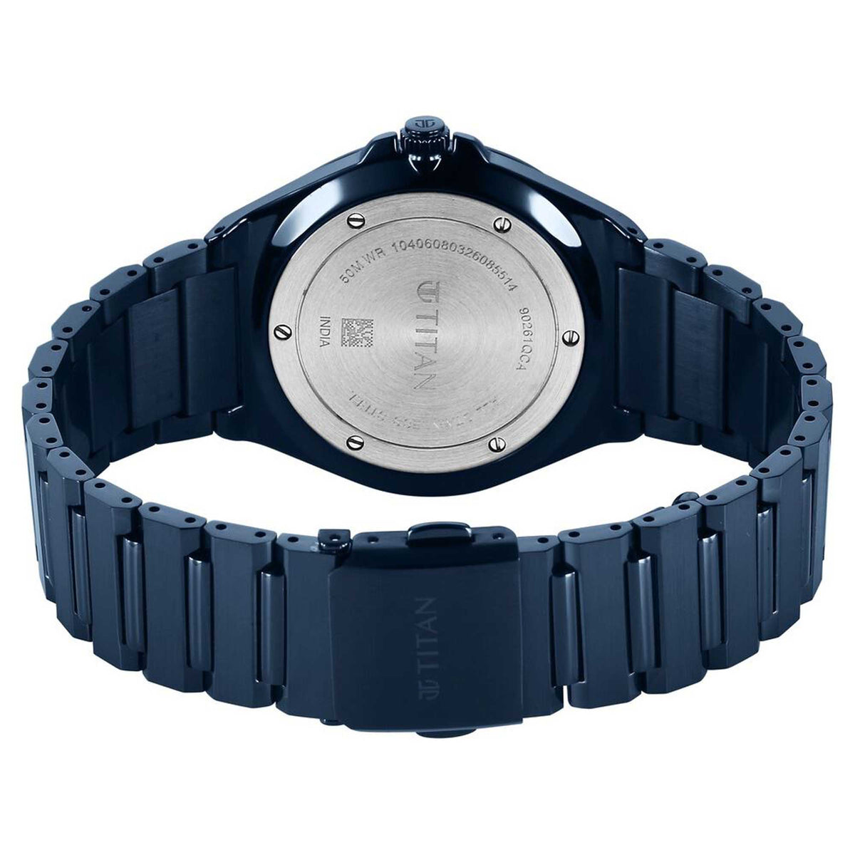 Titan Classique Blue Dial Stainless Steel Strap Analog with Date Watch for Men