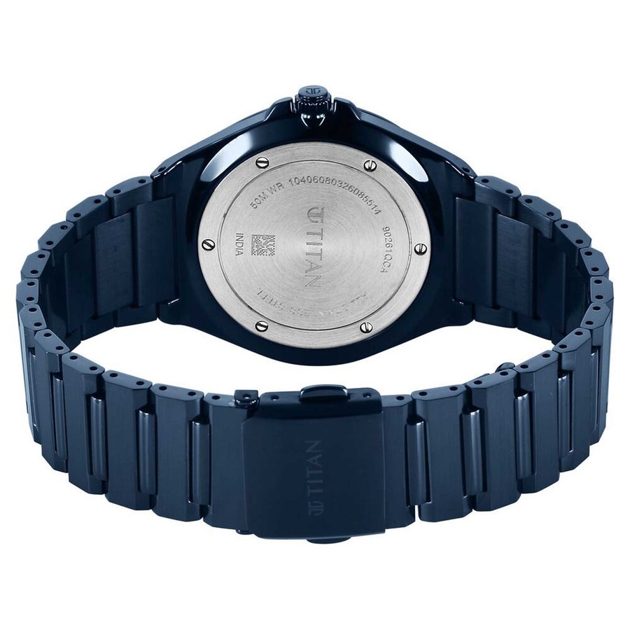 Titan Classique Blue Dial Stainless Steel Strap Analog with Date Watch for Men