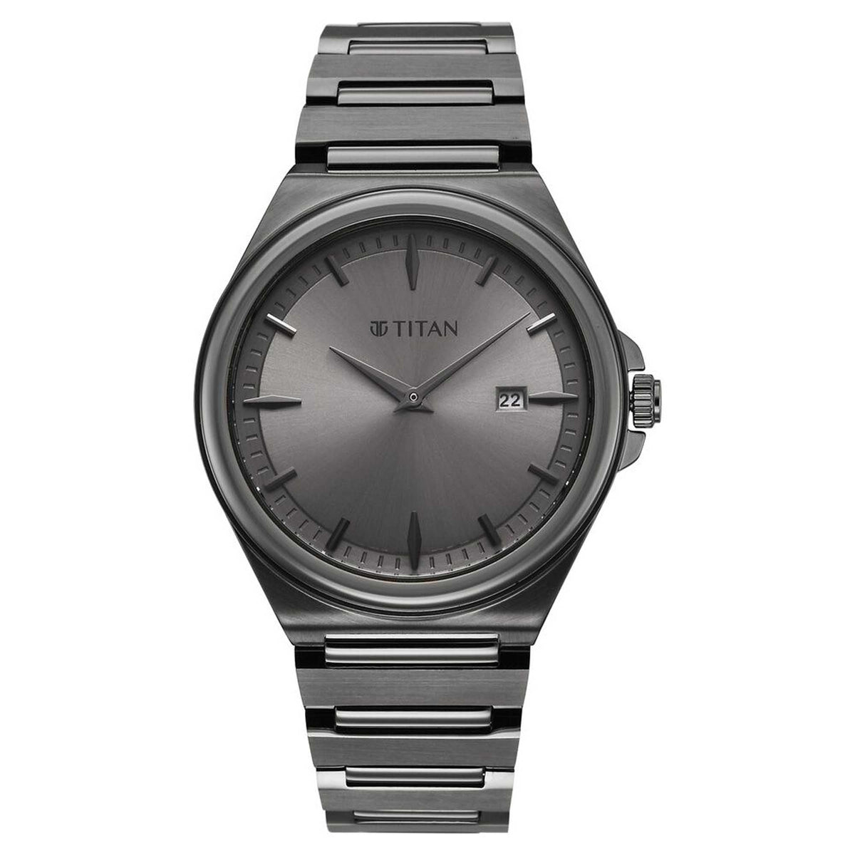 Titan Classique Grey Dial Stainless Steel Strap Analog with Date Watch for Men