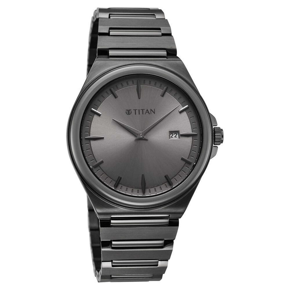 Titan Classique Grey Dial Stainless Steel Strap Analog with Date Watch for Men