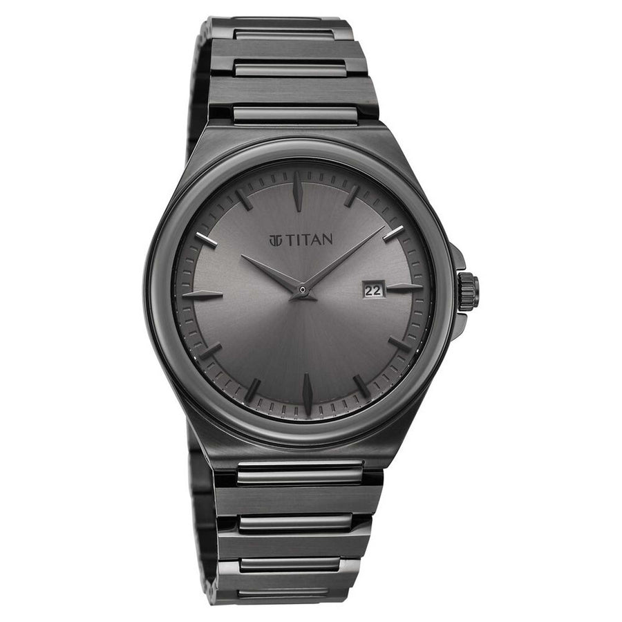 Titan Classique Grey Dial Stainless Steel Strap Analog with Date Watch for Men