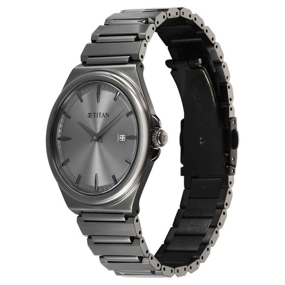 Titan Classique Grey Dial Stainless Steel Strap Analog with Date Watch for Men