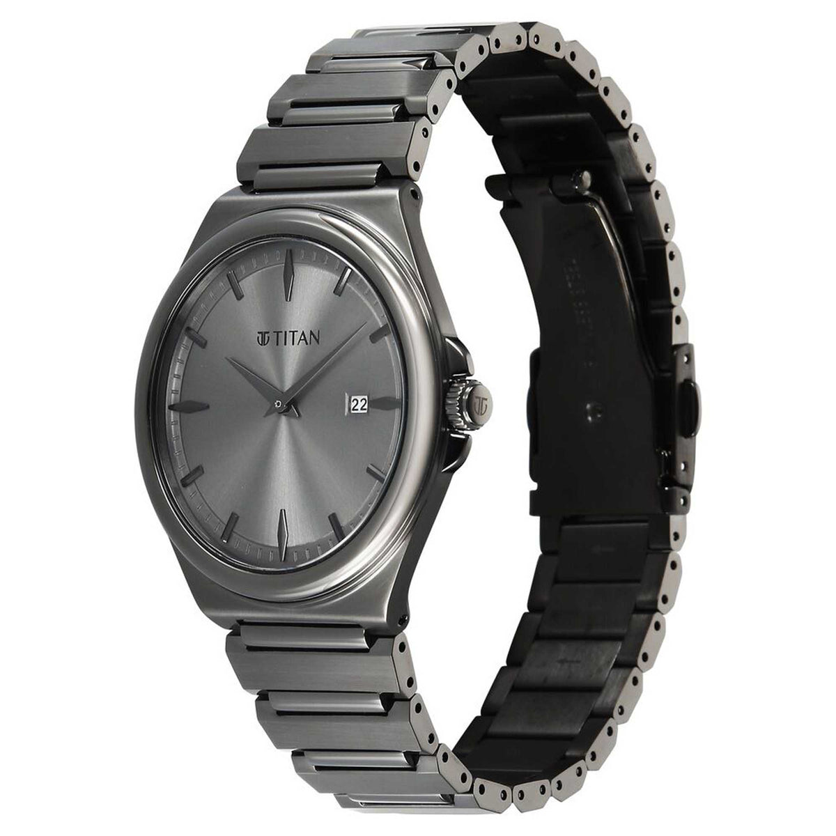 Titan Classique Grey Dial Stainless Steel Strap Analog with Date Watch for Men