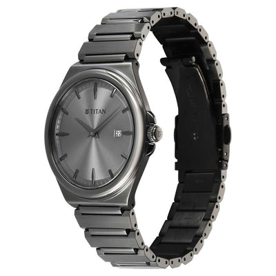 Titan Classique Grey Dial Stainless Steel Strap Analog with Date Watch for Men