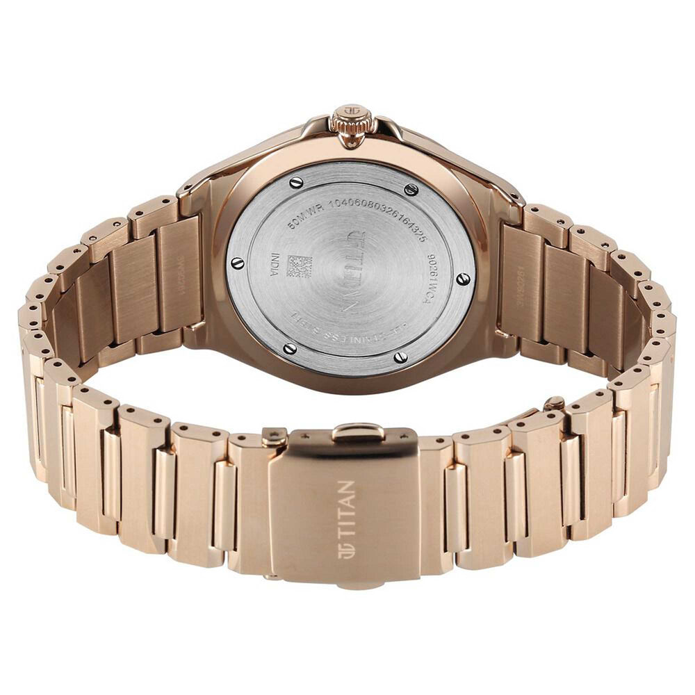 Titan Classique Rose Gold Dial Stainless Steel Strap Analog with Date Watch for Men