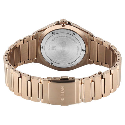 Titan Classique Rose Gold Dial Stainless Steel Strap Analog with Date Watch for Men