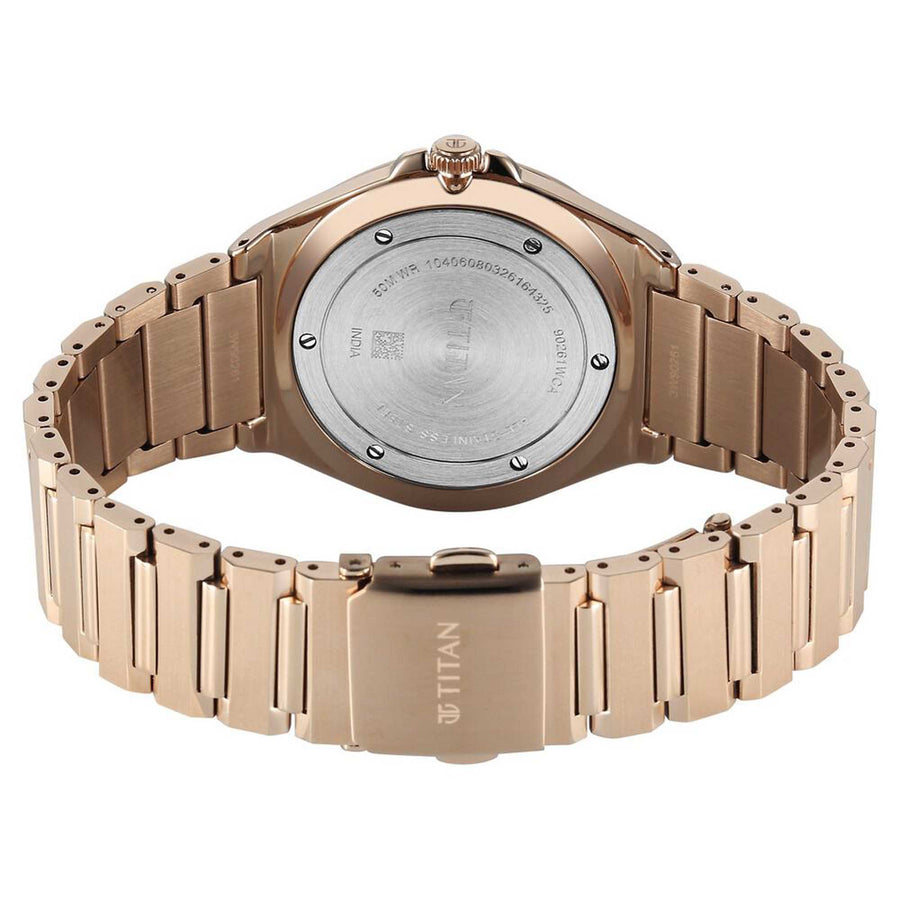 Titan Classique Rose Gold Dial Stainless Steel Strap Analog with Date Watch for Men